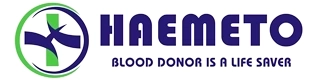 HAEMETO blood donor organization logo with blood donation symbol and life saver tagline